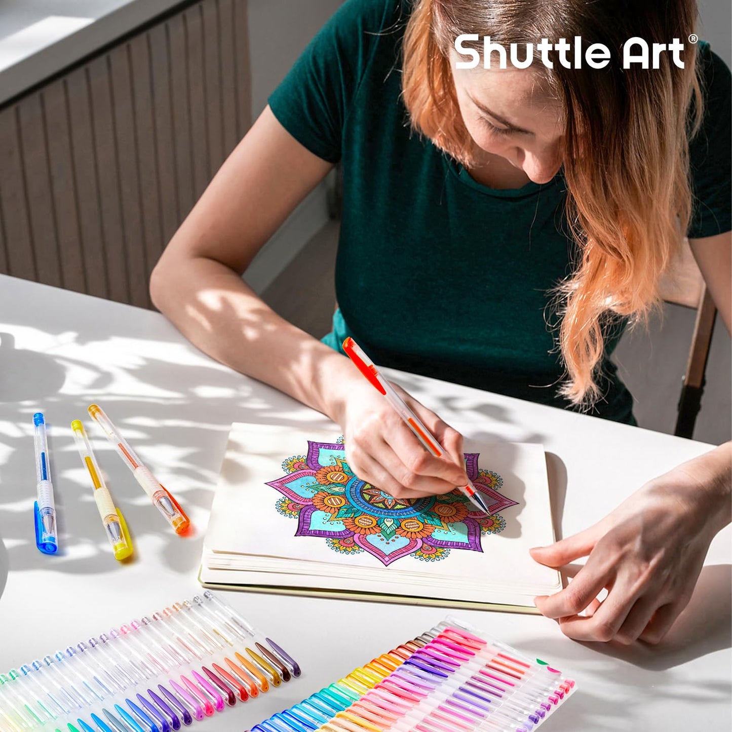 Shuttle Art Gel Pens for Colouring, 260 Pack Gel Pens Set, 130 Assorted Colours plus 130 Refills, Glitter Neon Pastel Metallic Colours, Ideal for Adult Colouring Books, Doodling, Drawing, Writing