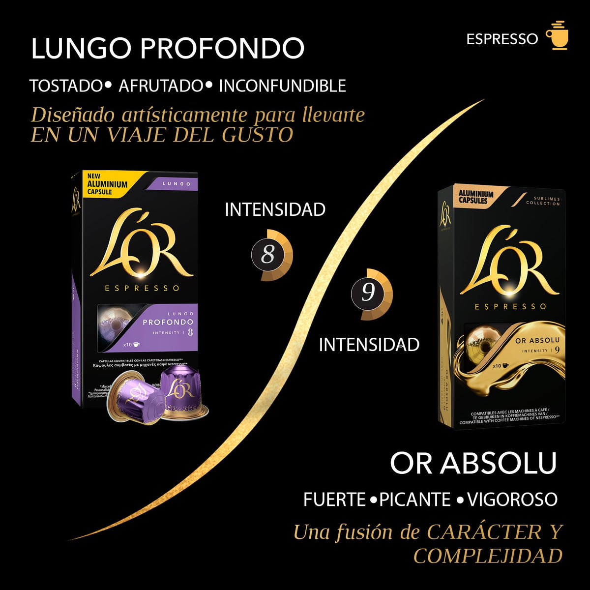 L'OR Espresso Intense Coffee Pods Variety Bundle (Pack of 12, Total 120 Capsules) Nespresso®* Compatible
