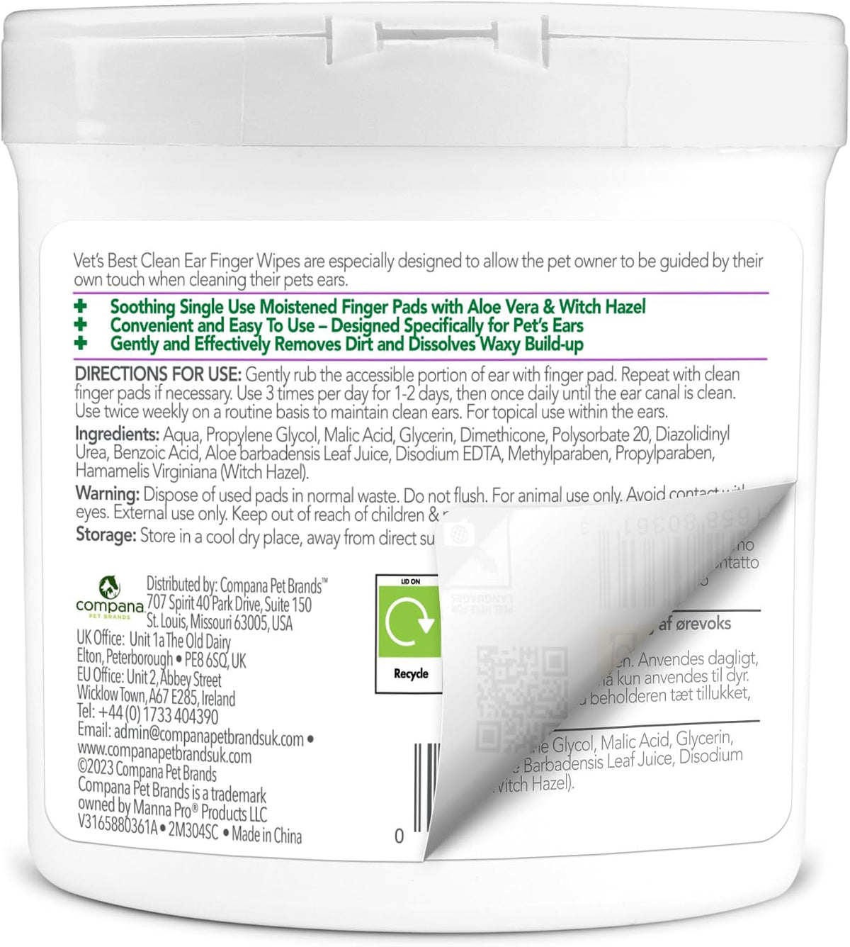 Vet's Best Ear Relief Finger Wipes 50 Disposable Wipes