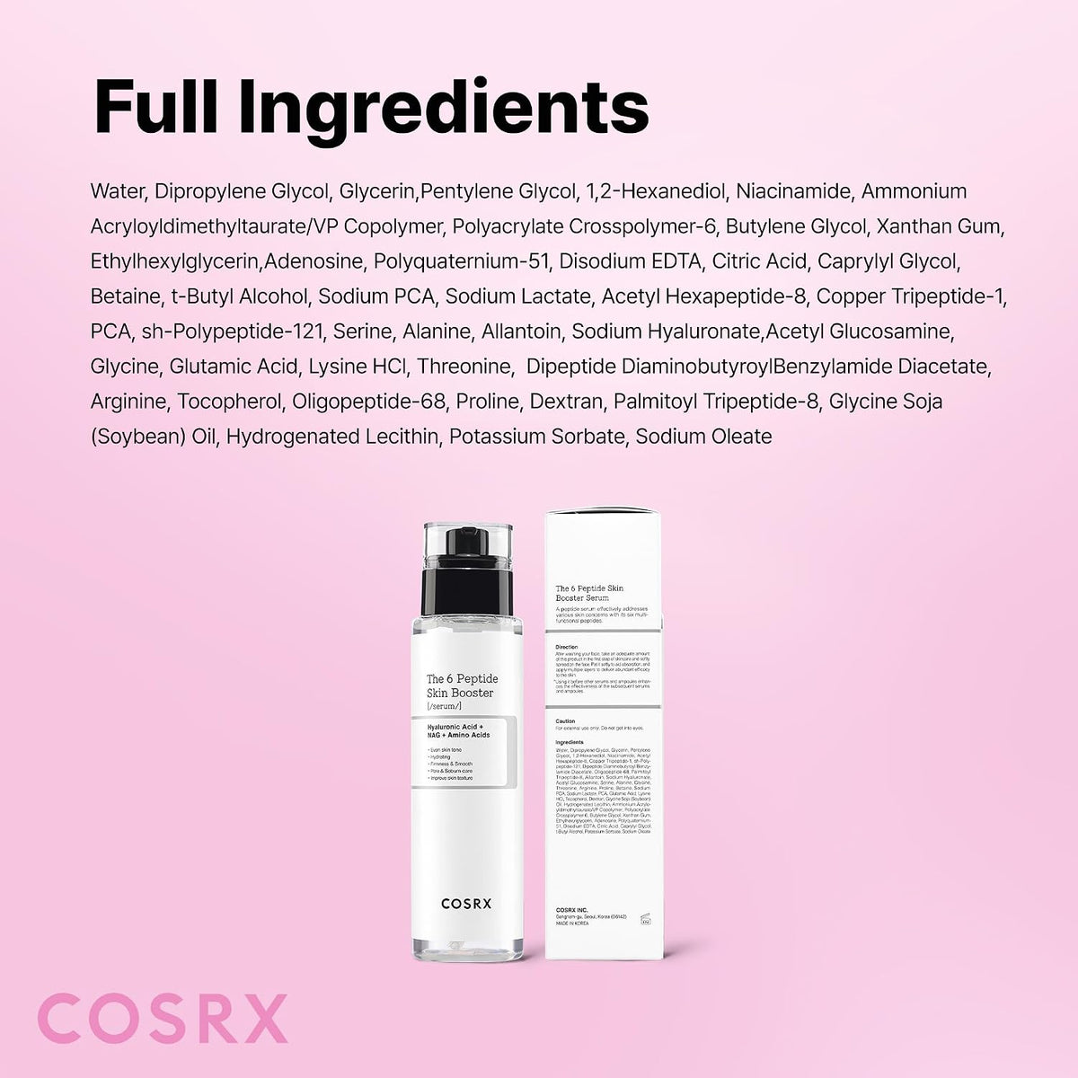 COSRX 6 Peptide Collagen Booster Serum 150ml, Face Toner with Niacinamide