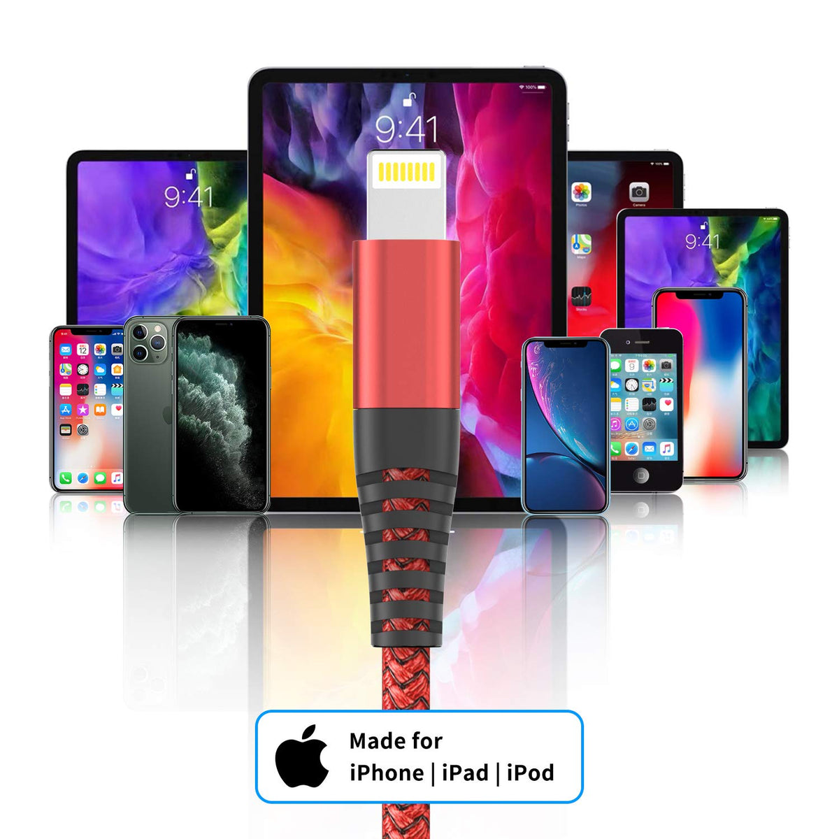 iPhone Charger,3Pack 6FT/1.8M MFi Certified Lightning Cable Fast Charging