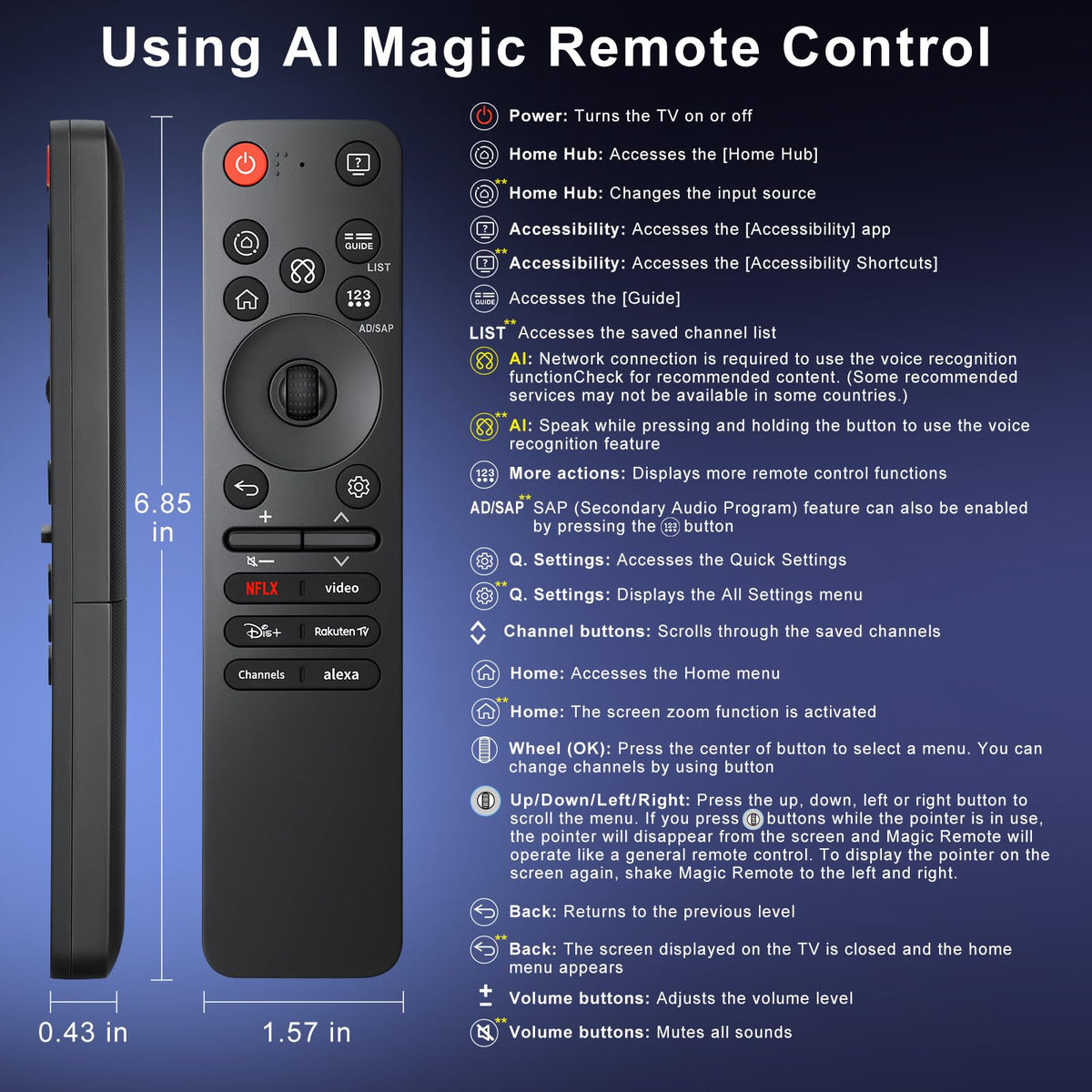 Universal Remote Control Replacement for LG All Smart TV