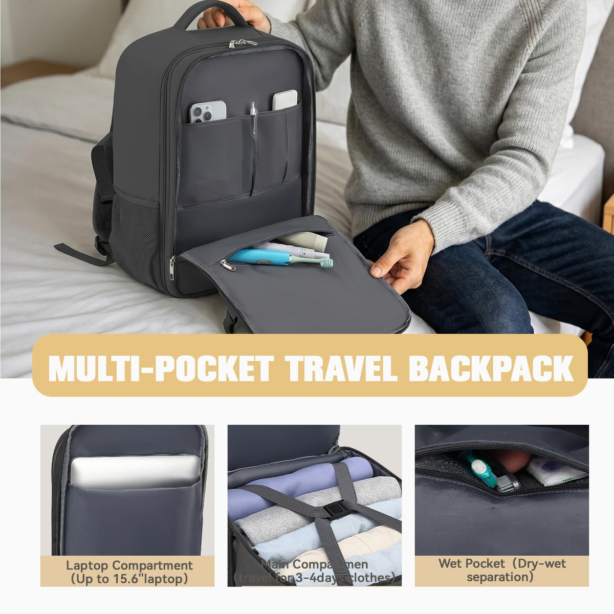 Lossga Ryanair Cabin Bags 40x30x20 Underseat Carry-ons Travel Backpack (Pack of 2)