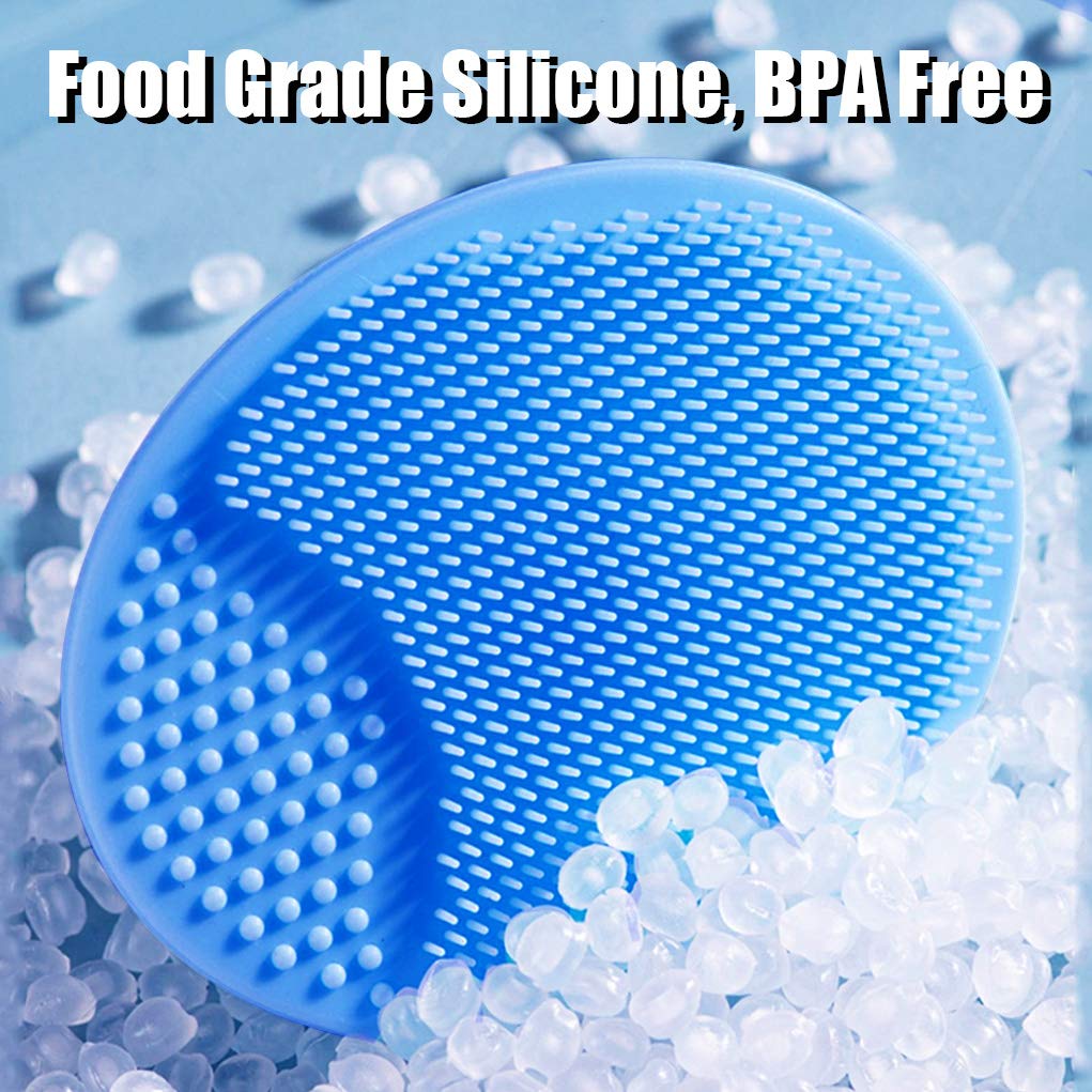 Baby Bath Brush, Baby Cradle Cap Brush, Silicone Massage Brush, Silicone Scrubbers Exfoliator Brush, Baby Skin Scrubbers Essential for Dry Skin, Cradle Cap and Eczema 2 Pack (Blue & Green)