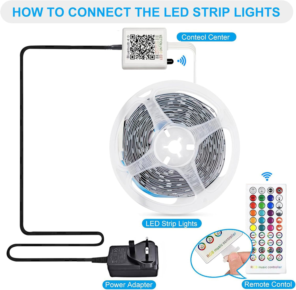 Led Strip Lights 1M/3.28ft, TV LED Backlight with Smart App Control Remote, 5050 RGB Music Sync Colour Changing, USB Smart LED Strip Light for TV,Computer, Monitor, Bedroom, Party and Home Decoration