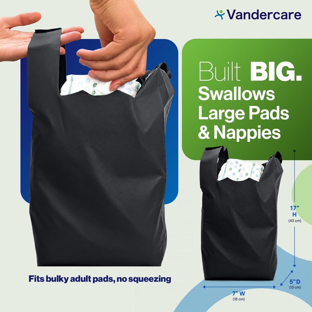 Adult Nappy Bags | 100 Pack | Sanitary Disposable Sacks for Large Incontinence Pads | 25% Thicker | Easy Tie Handles | Bag Extra Strong Thick | Fragrance Free Odourless Discrete