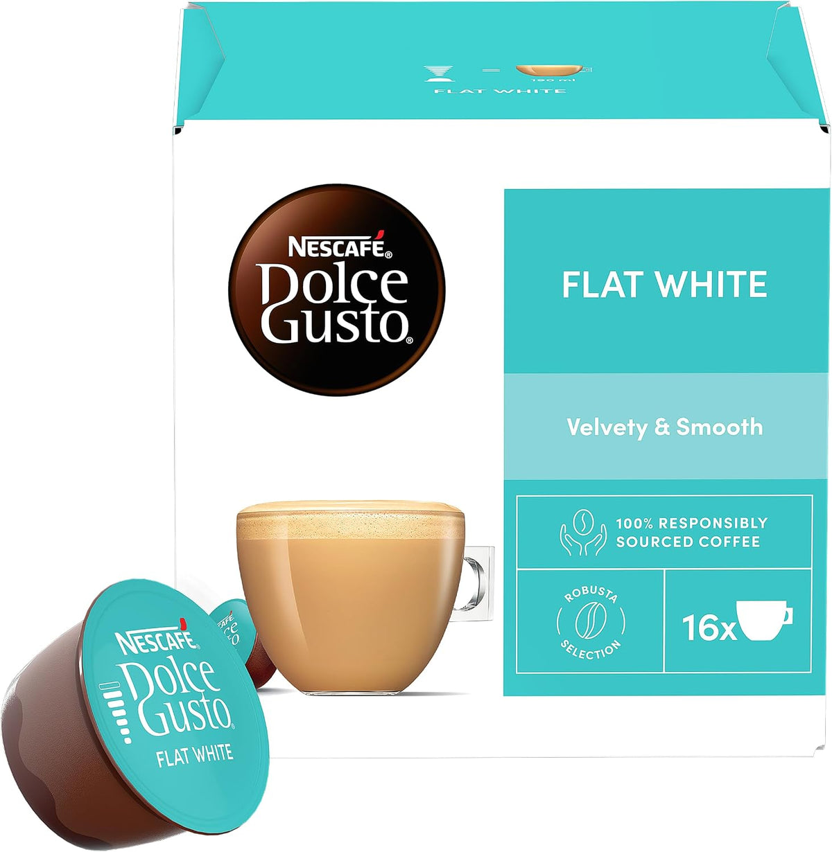 Nescafé Dolce Gusto Flat White Coffee Pods 16 Pods | Multipack of 3