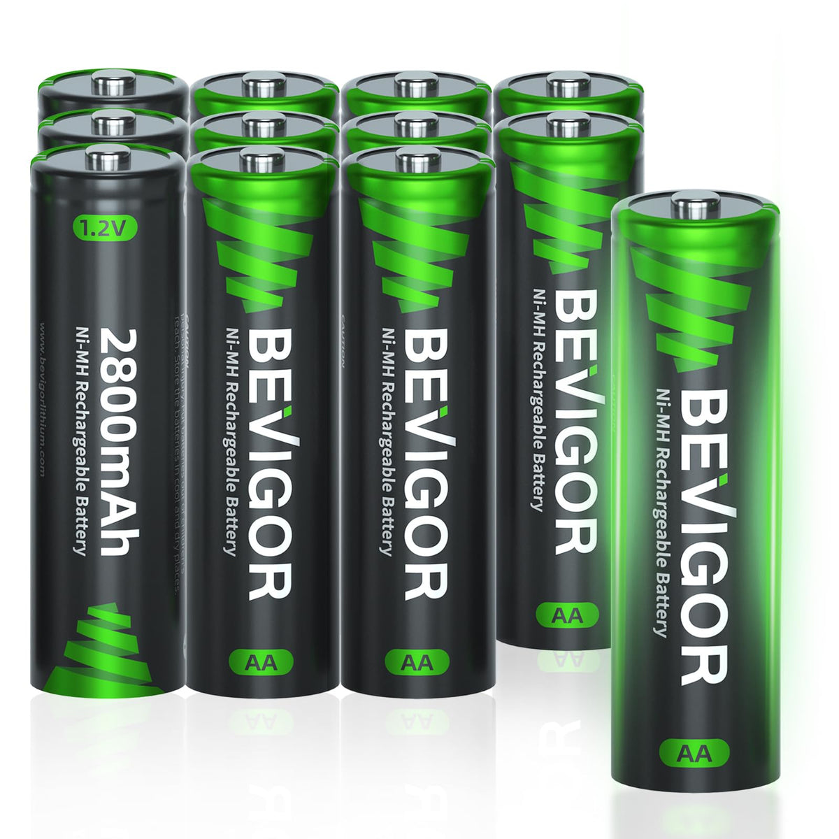BEVIGOR AA Rechargeable Batteries 8 Pack, 1500 Cycles 2800mAh 1.2V High Capacity AA Ni-MH Rechargeable Batteries, Precharged