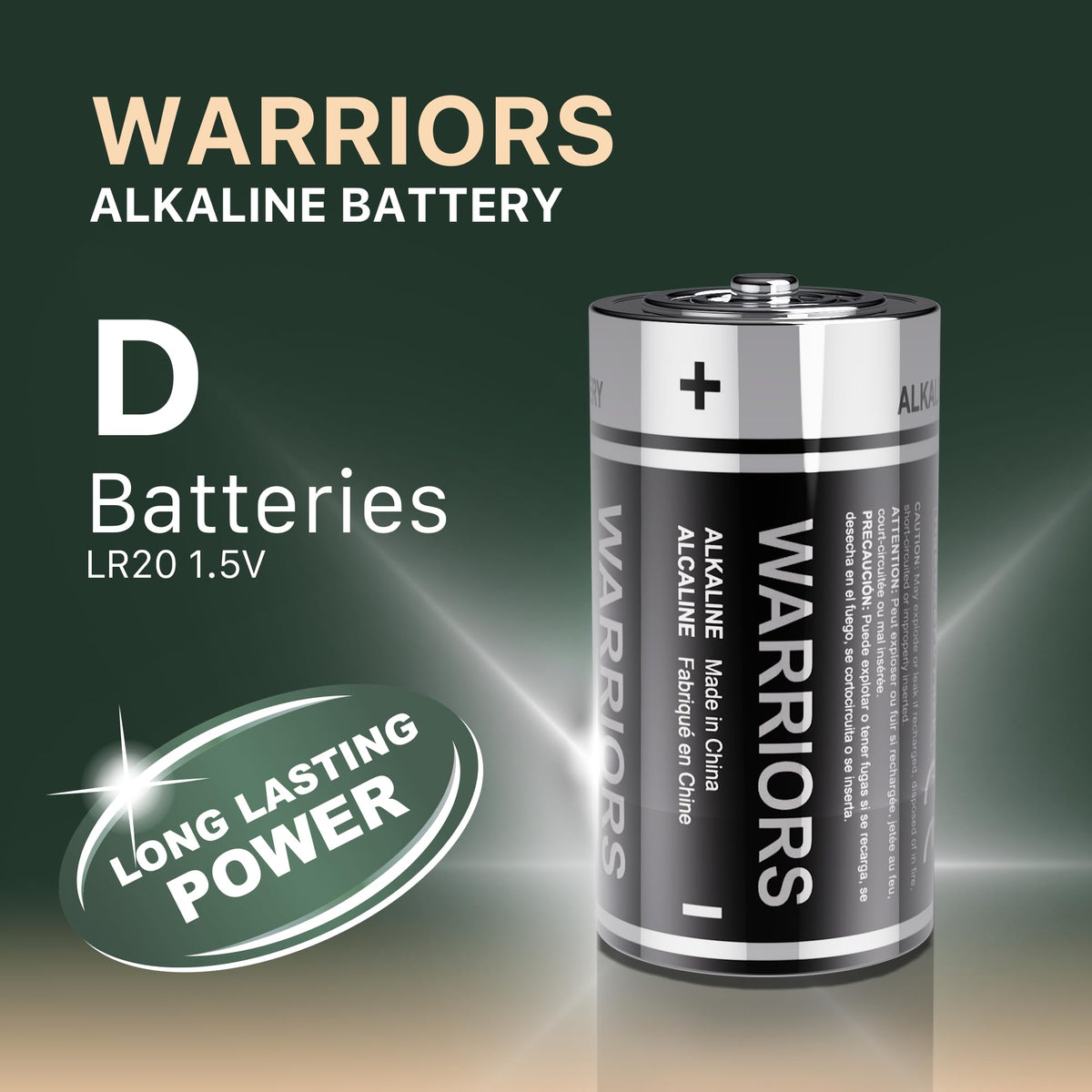 Warriors 2X 9V Alkaline Batteries, 6LR61, Long Lasting Power