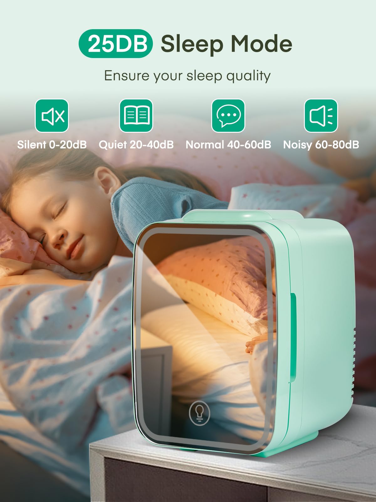 FOHERE Mini Fridge for Bedrooms, 5L/6 Can Portable Skincare Fridge