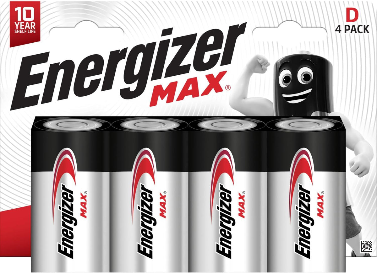 Energizer Max D Batteries (4 Pack) - 1.5V Battery LR20 - Long Lasting Power