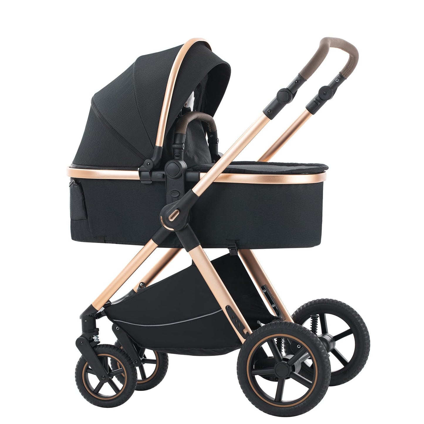 3 in 1 Pram Pushchair Aluminium Frame High Landscape Combined Buggy Lightweight Folding Stroller 3 in 1 Travel System Pram for Newborns Toddlers 0-36 Months from Birth (H9-Pink, H9)