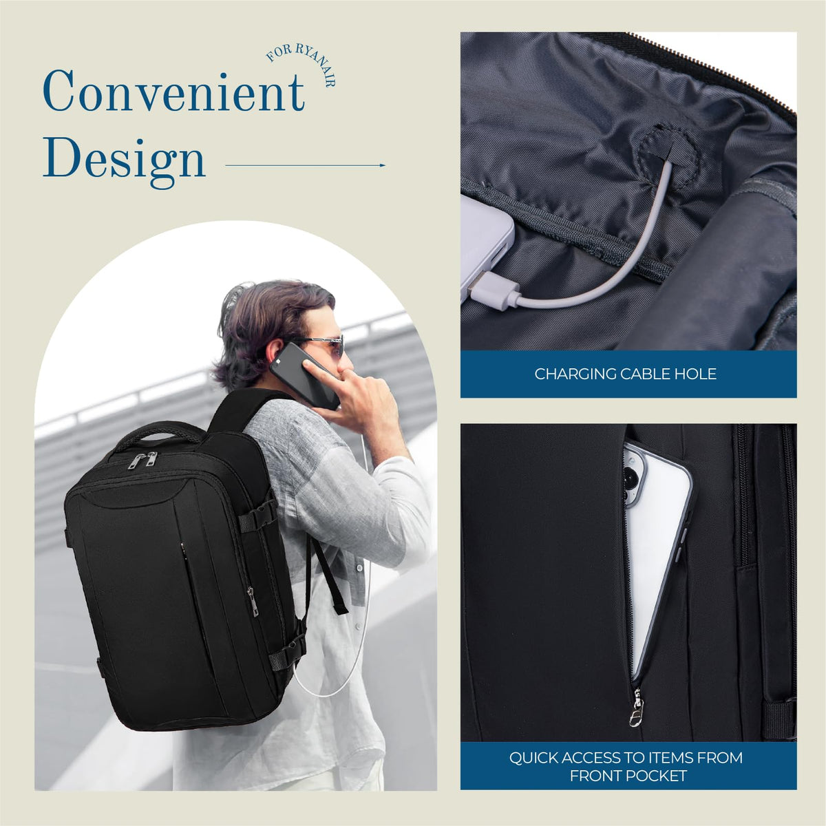 Lossga for Ryanair Cabin Bags 40x30x20,Cabin Bag Travel Backpack