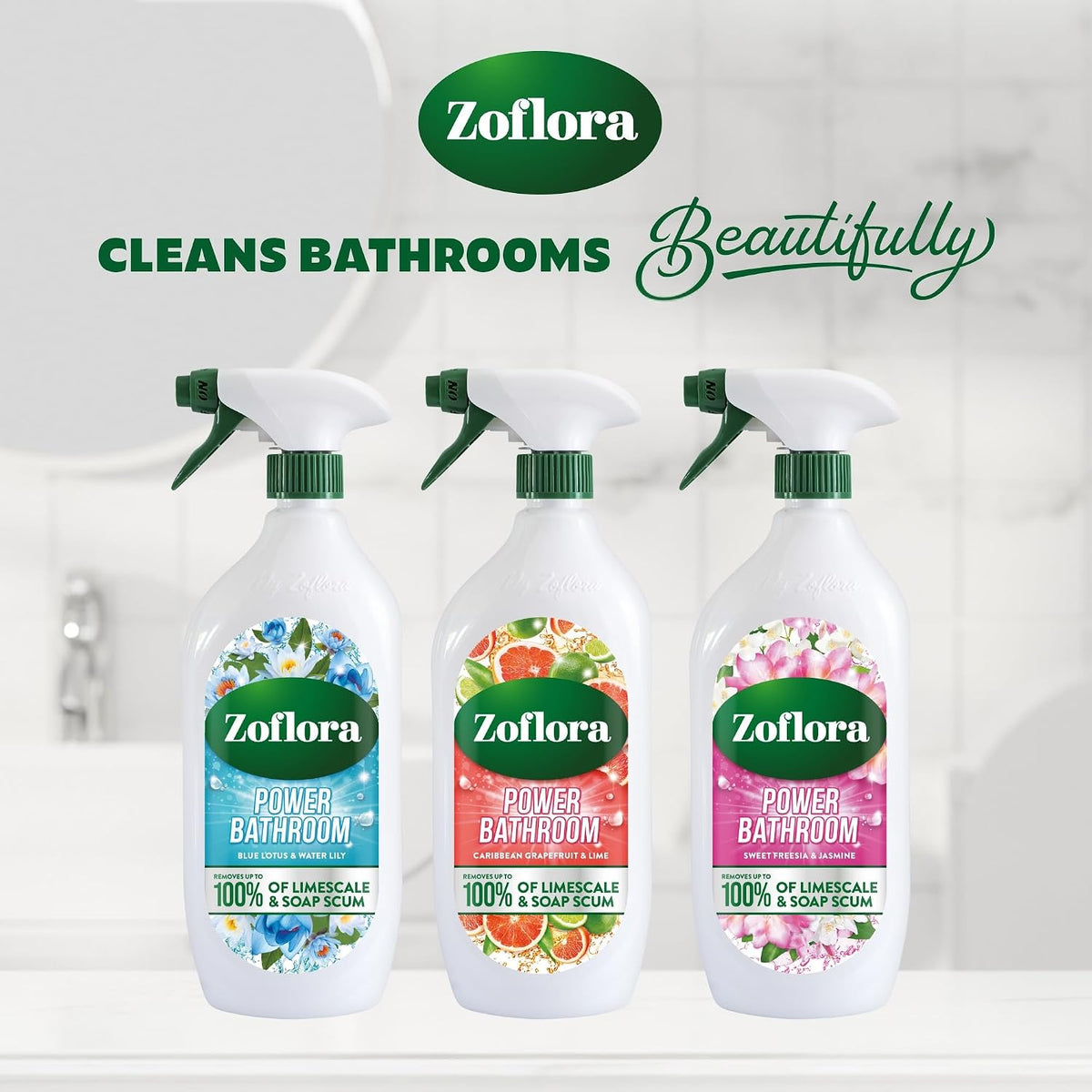 Zoflora Grapefruit & Lime Power Bathroom Cleaner Trigger Spray, 800ml