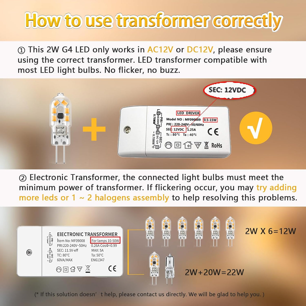 2W G4 LED Bulbs Warm White 3000K, Replacement 20W Halogen Bulb, Non Flicker AC/DC 12V Energy Saving G4 LED Capsule Light Bulbs, Non-Dimmable, 10 Pack