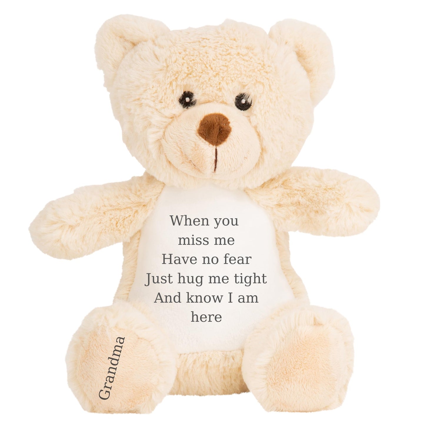 HotScamp Personalised Memorial Bear In Loving Memory When you Miss me - Cuddly Toy Soft Toy Comforter Grieving Special keepsake from a loved one - Brown Teddy