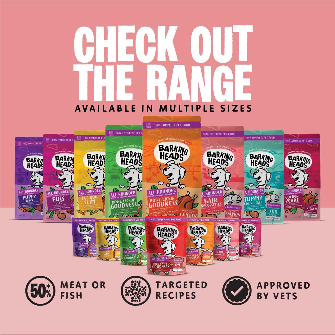 Barking Heads Adult Dog Food Wet Pouches Variety Pack Natural & Grain-Free with No Artificial Flavours Plus Added Vitamins & Minerals 6 x 300g