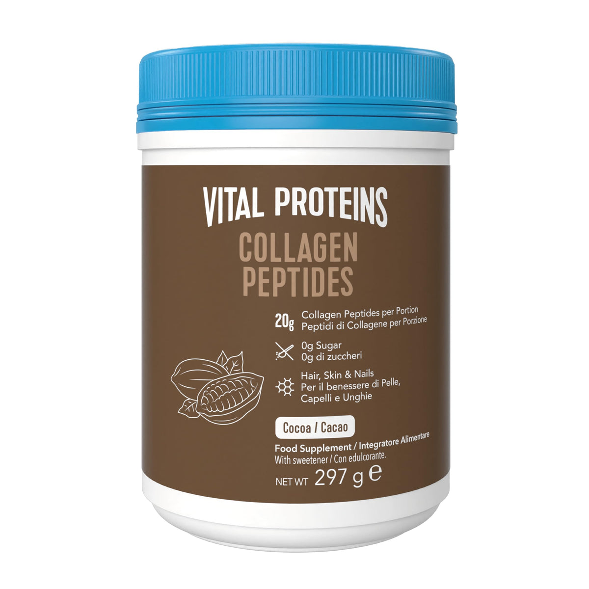 Vital Proteins Collagen Peptides Powder, Cocoa Flavor, Type I & III, 297g