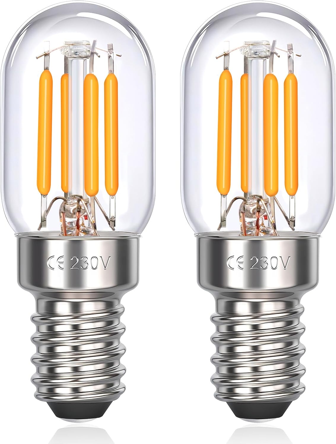 E14 Cooker Hood Light Bulbs Cool White 6000K, 400LM, 230V, T25 LED 4W Replacement for E14 Tubular Bulb 40W 28W, Small Screw Extractor Fan Bulbs, ses Retro Filament LED, Not Dimmable, pack of 2