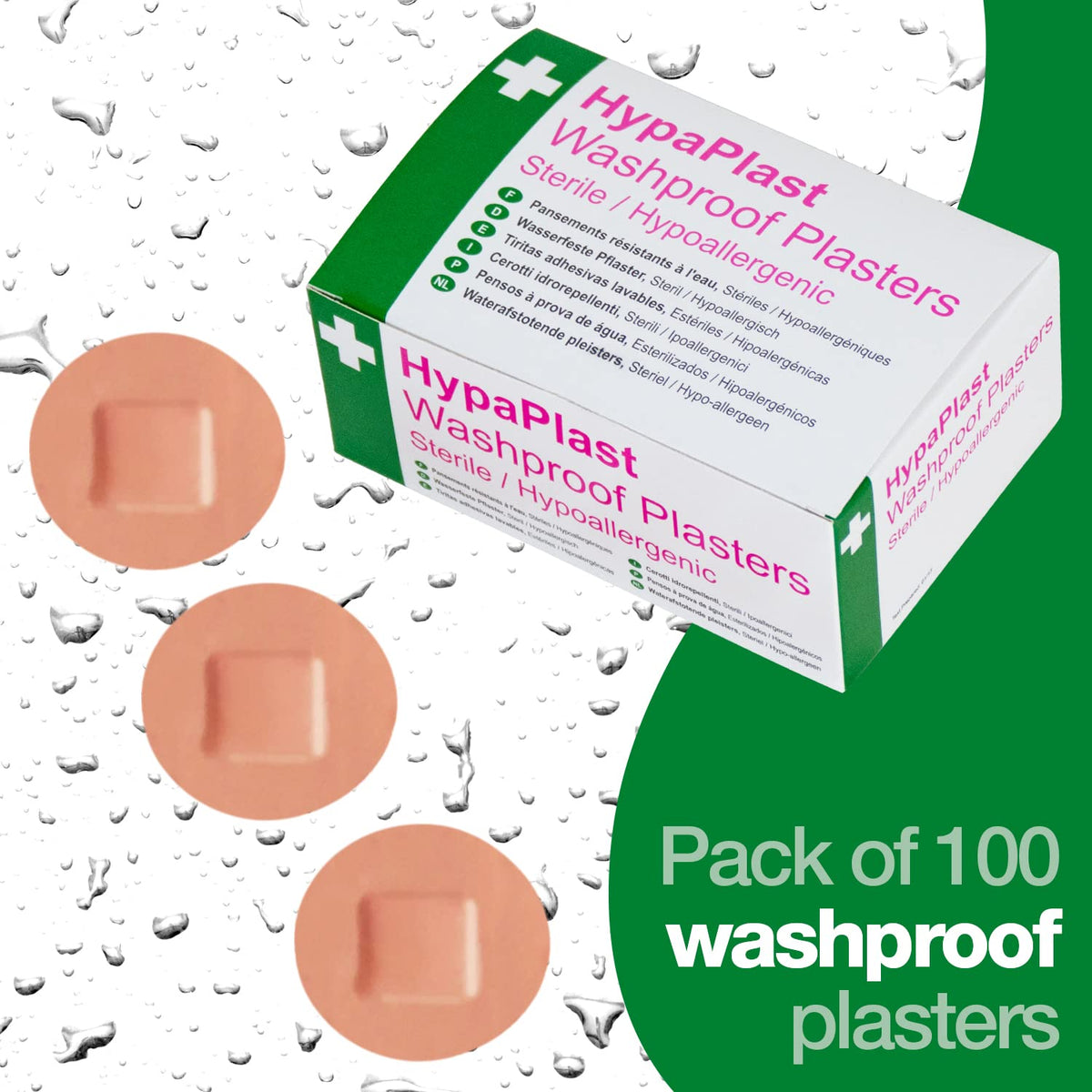 Safety First Aid Group HypaPlast Pink Washproof Plasters, 7.2 x 2.5 cm (Pack of 100)