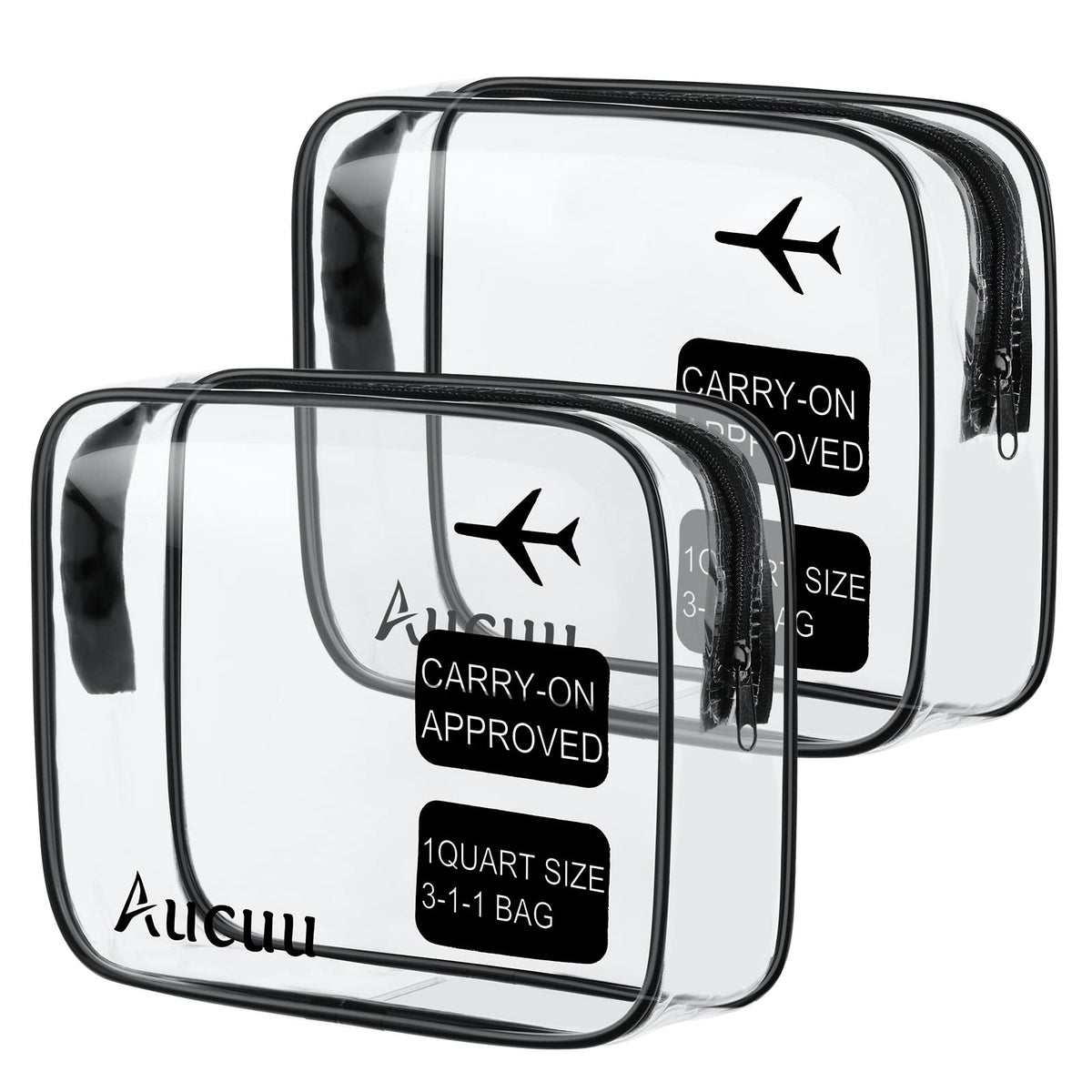 Aucuu Clear Toiletries Bag, 3 Pack PVC Waterproof Toiletries Carry Pouch, TSA Approved Travel Toiletry Bag with Zipper, Multi-Size Cosmetic Makeup Bags for Men, Women and Kids - Travel Business
