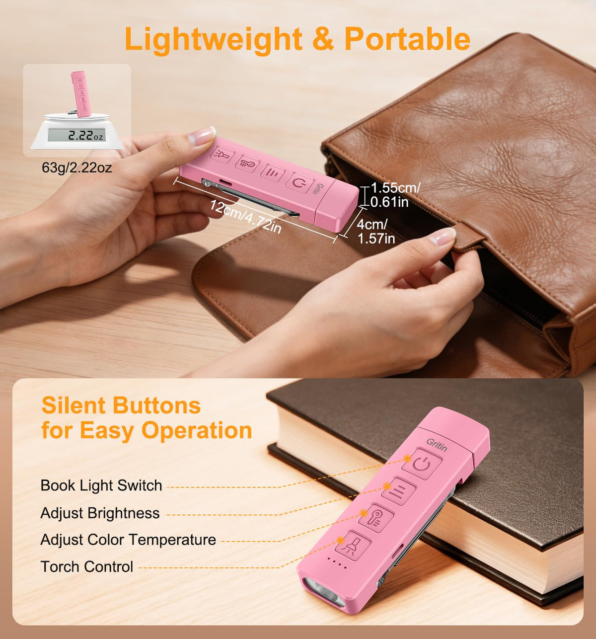 Gritin 2026 Gen 2 Rechargeable Book Light,2-in-1 Reading Light & Torch