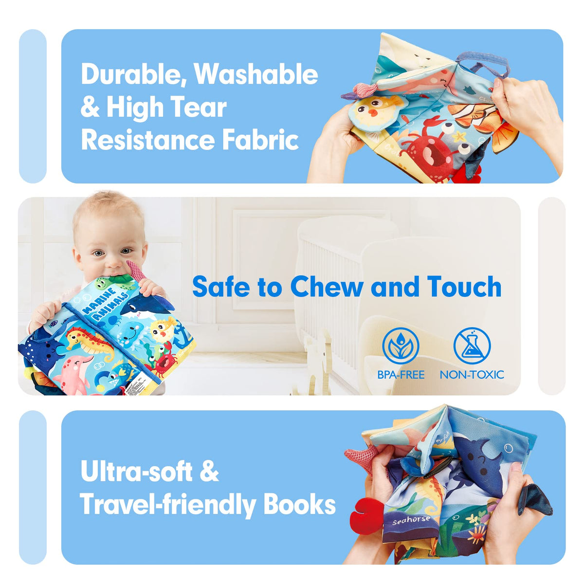 hahaland Baby Books 0-6 Months Infant Tummy Time Toys High Contrast