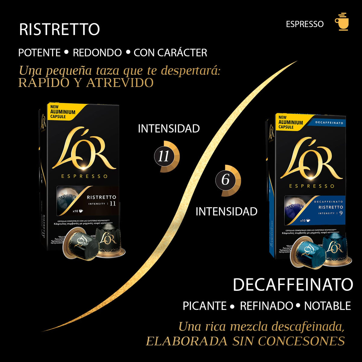 L'OR Espresso Intense Coffee Pods Variety Bundle (Pack of 12, Total 120 Capsules) Nespresso®* Compatible