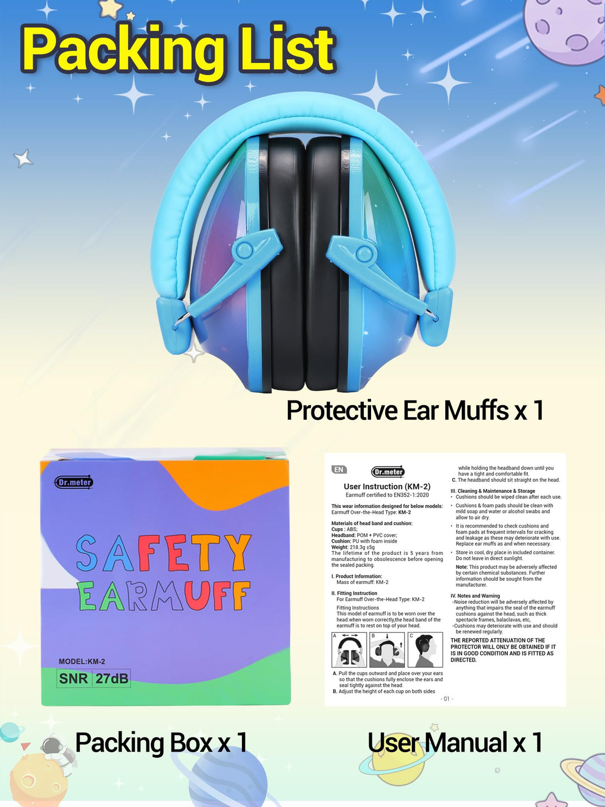 Dr.meter Ear Defenders Children SNR 27.4dB for Autism, Sensory Needs