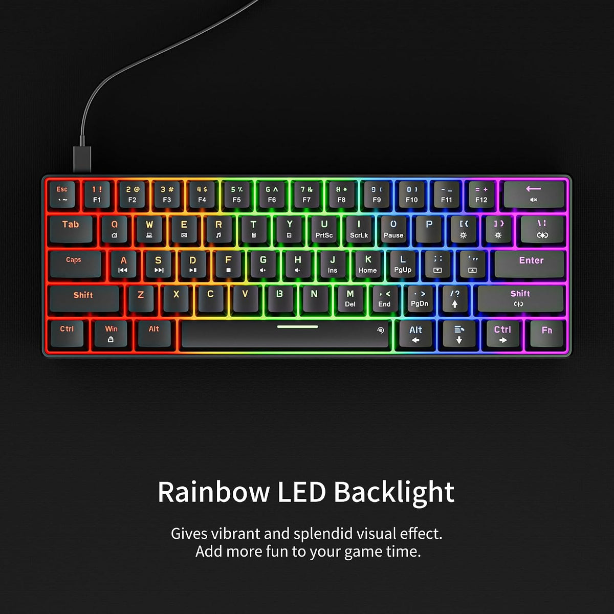 NEWMEN GM611 Gaming Keyboard,60% Percent Mechanical Keyboard Red Switches