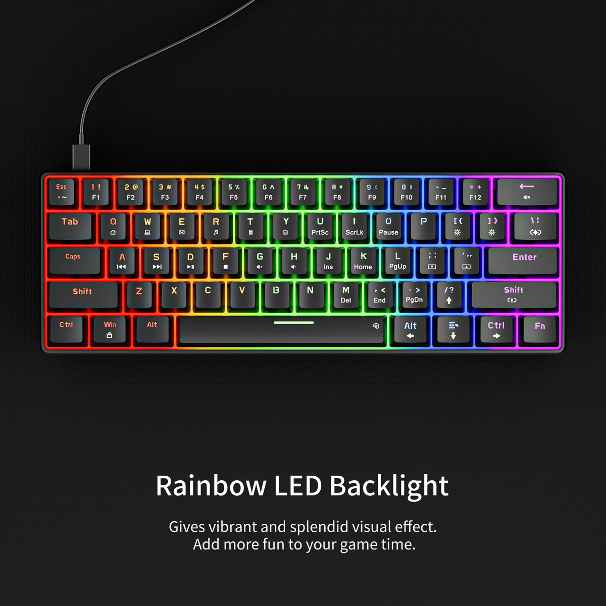 NEWMEN GM611 Gaming Keyboard,60% Percent Mechanical Keyboard Red Switches