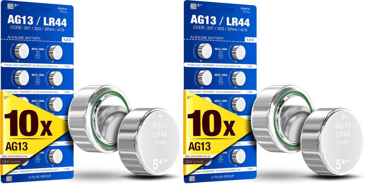 LR44 AG13 A76 357 303 SR44 L1154 LR1154 1.5V Alkaline Button Cell Batteries (20 Pack) – High Capacity Coin Batteries for Watches, Toys, Key Fobs & Small Electronics
