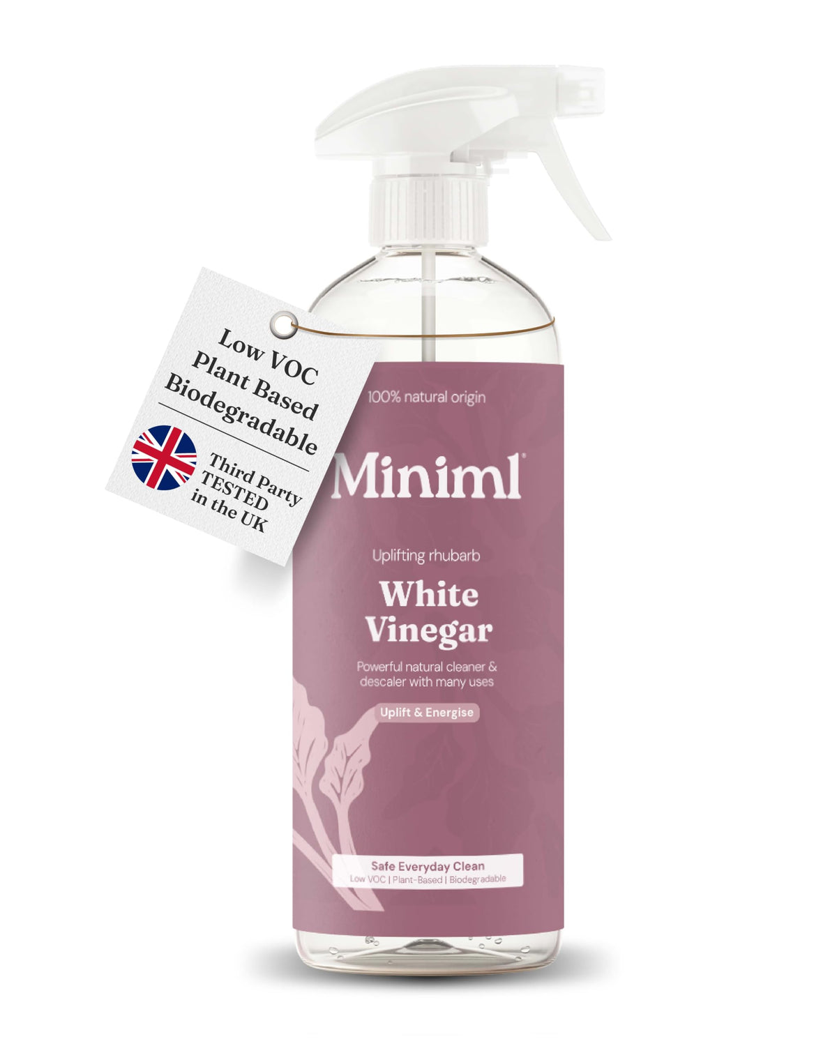 Miniml Eco White Vinegar Cleaning Unscented 750ml - All Natural Multi-Surface & Multi-Purpose Cleaner, Limescale Remover, Laundry Softener & More - 100% Vegan & Cruelty Free