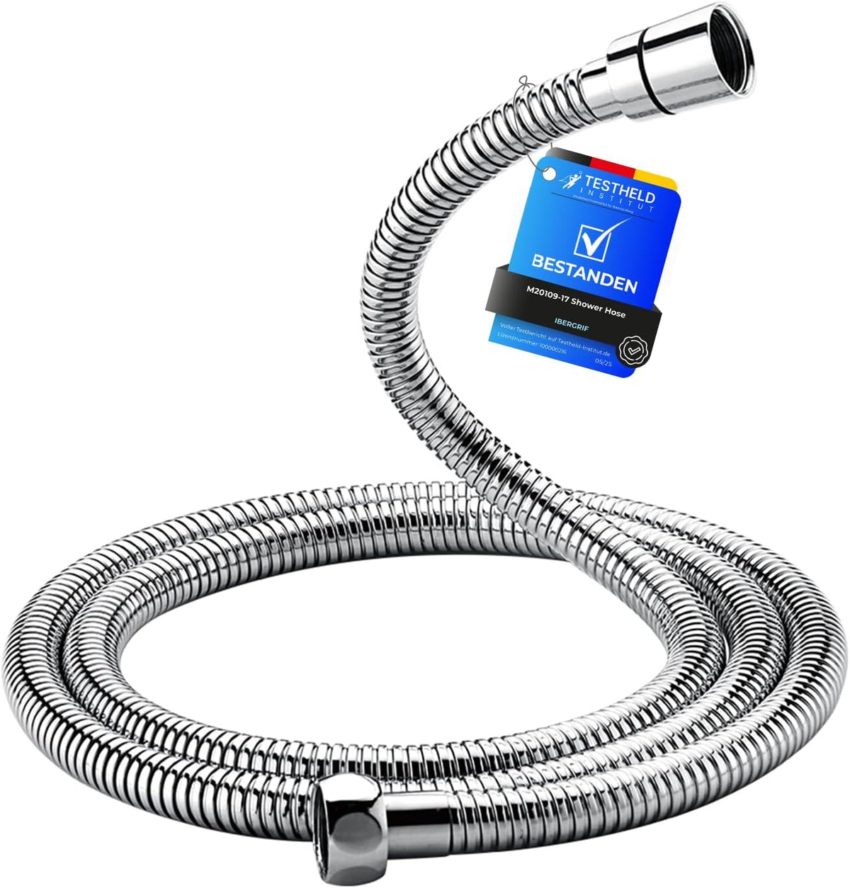 Ibergrif Shower Hose 1.7m, Stainless Steel Shower Pipe Replacement Hose