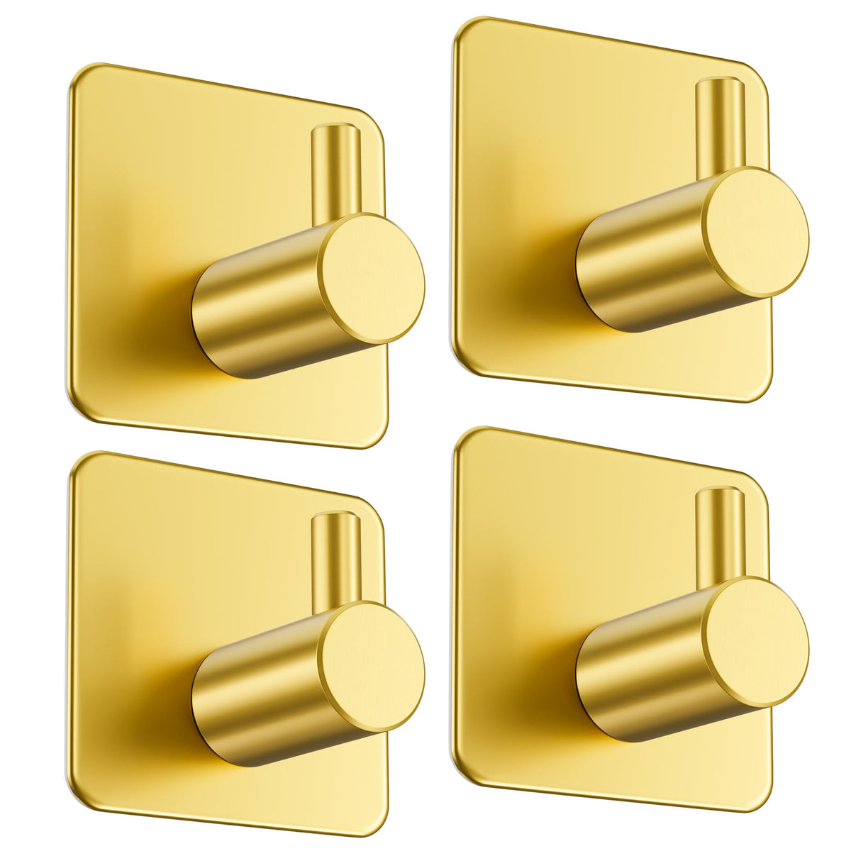 Aikzik 4 Pack of Self Adhesive Hooks, Max 8kg Load Sticky Hooks, Tea Towel Hooks, Versatile Self-Adhesive Wall Hooks for Use in Bathrooms, Kitchens, Doors, Cupboards, Bed Curtains, Towels, Key