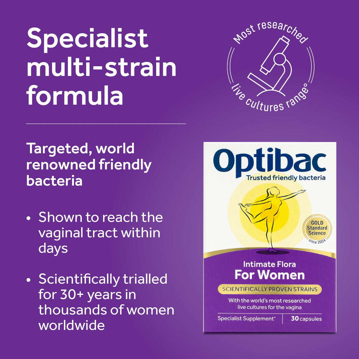 Optibac for Women - Vaginal Live Cultures Supplement - 30 Vegan Capsules