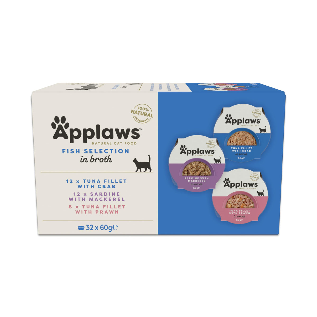 Applaws 100% Natural Wet Cat Food 24 x 70g Tuna Fillet Tins in Broth