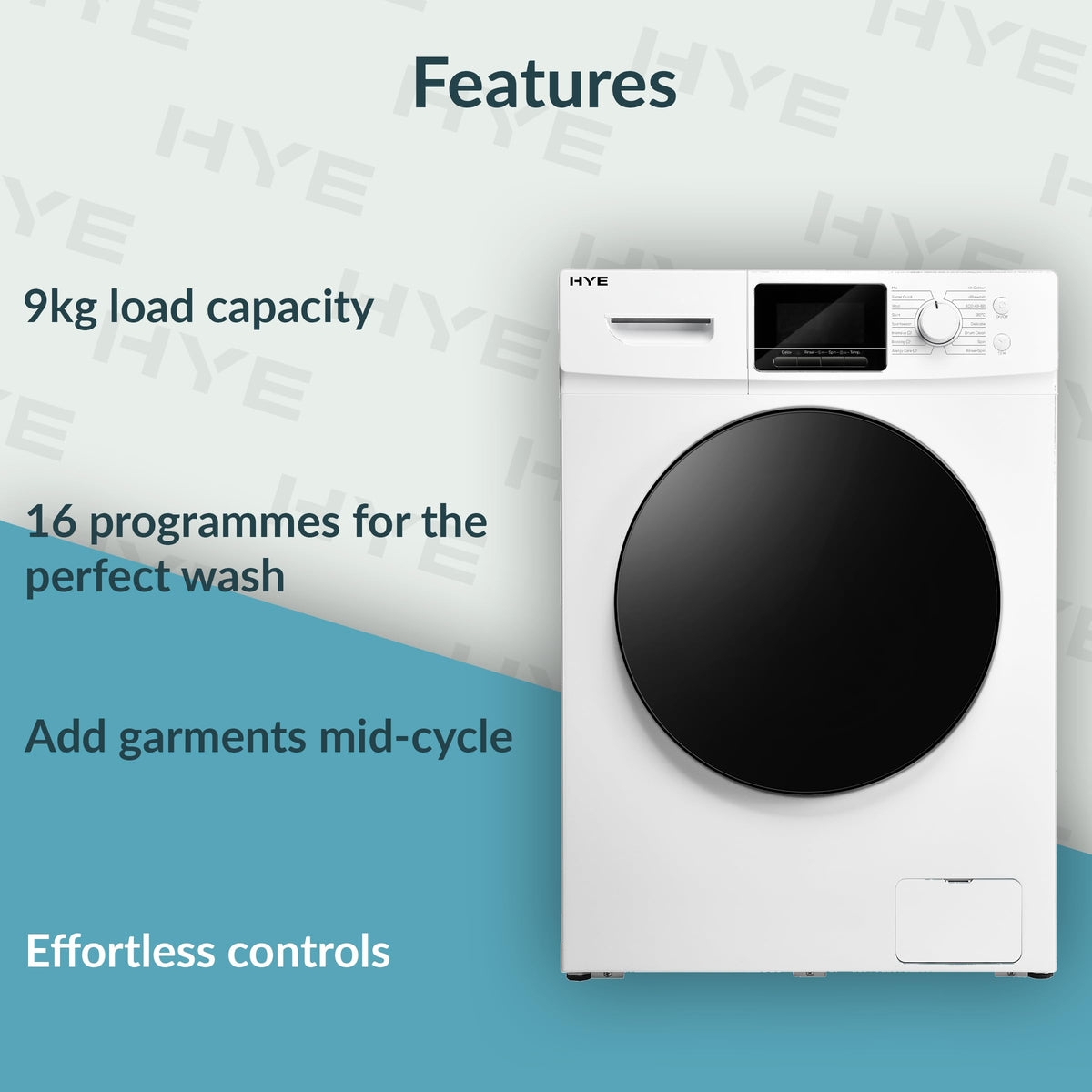 HYE Washing Machine - 8KG Drum, 1400RPM, White