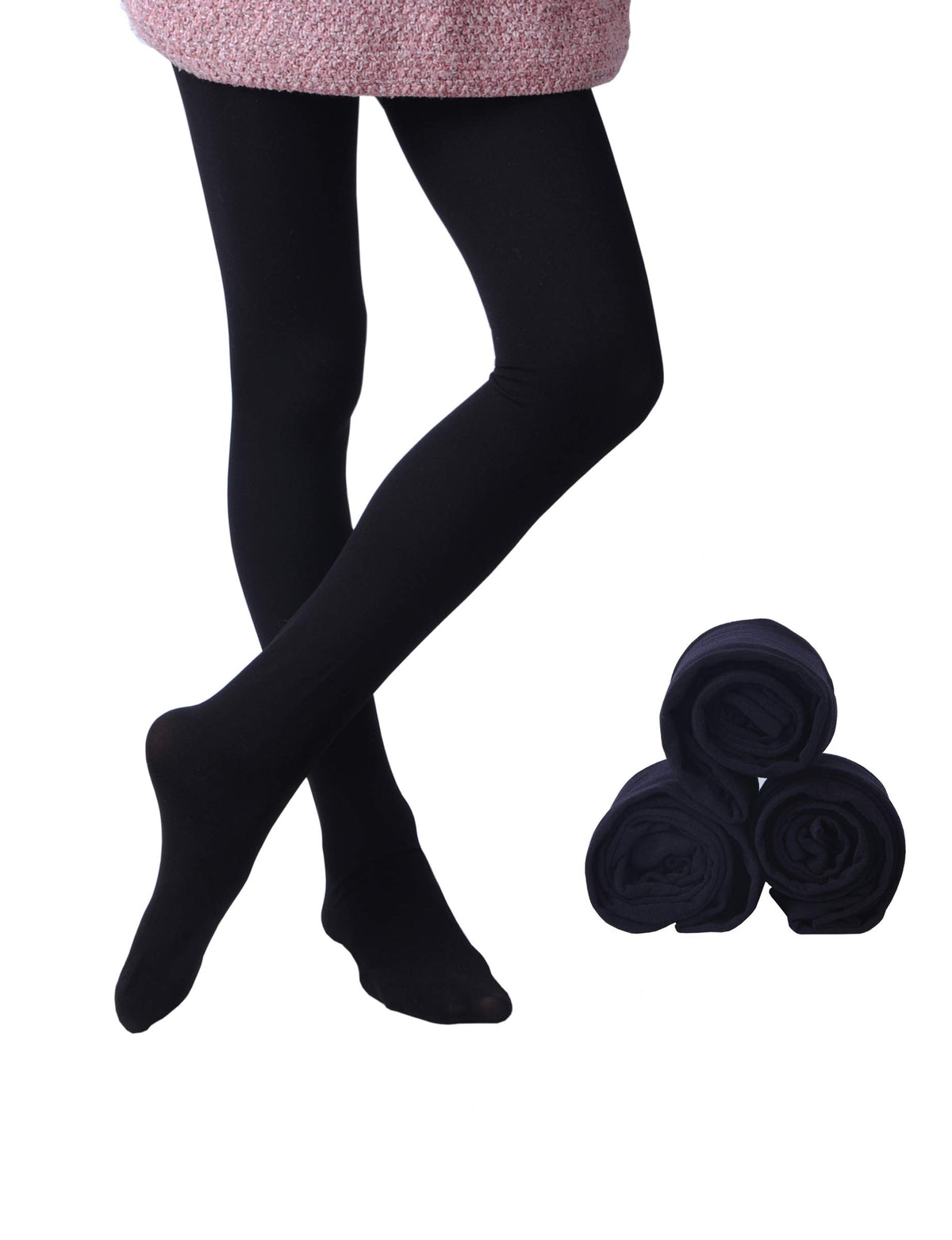 EVERSWE 3-Pack Girls Microfiber Tights Multiple Colors