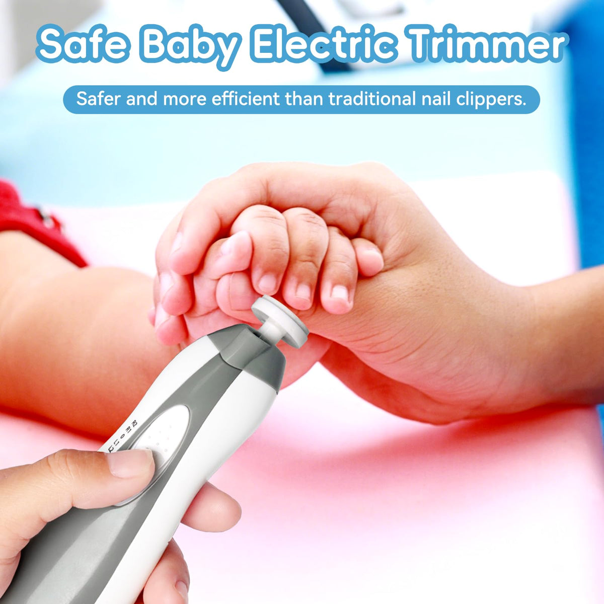 Qunlions life Baby Nail Trimmer Electric, 6 in 1 Rechargeable Baby Nail Clippers Manicure Set Grooming Kit for Toddler Infant or Adults (Pink)