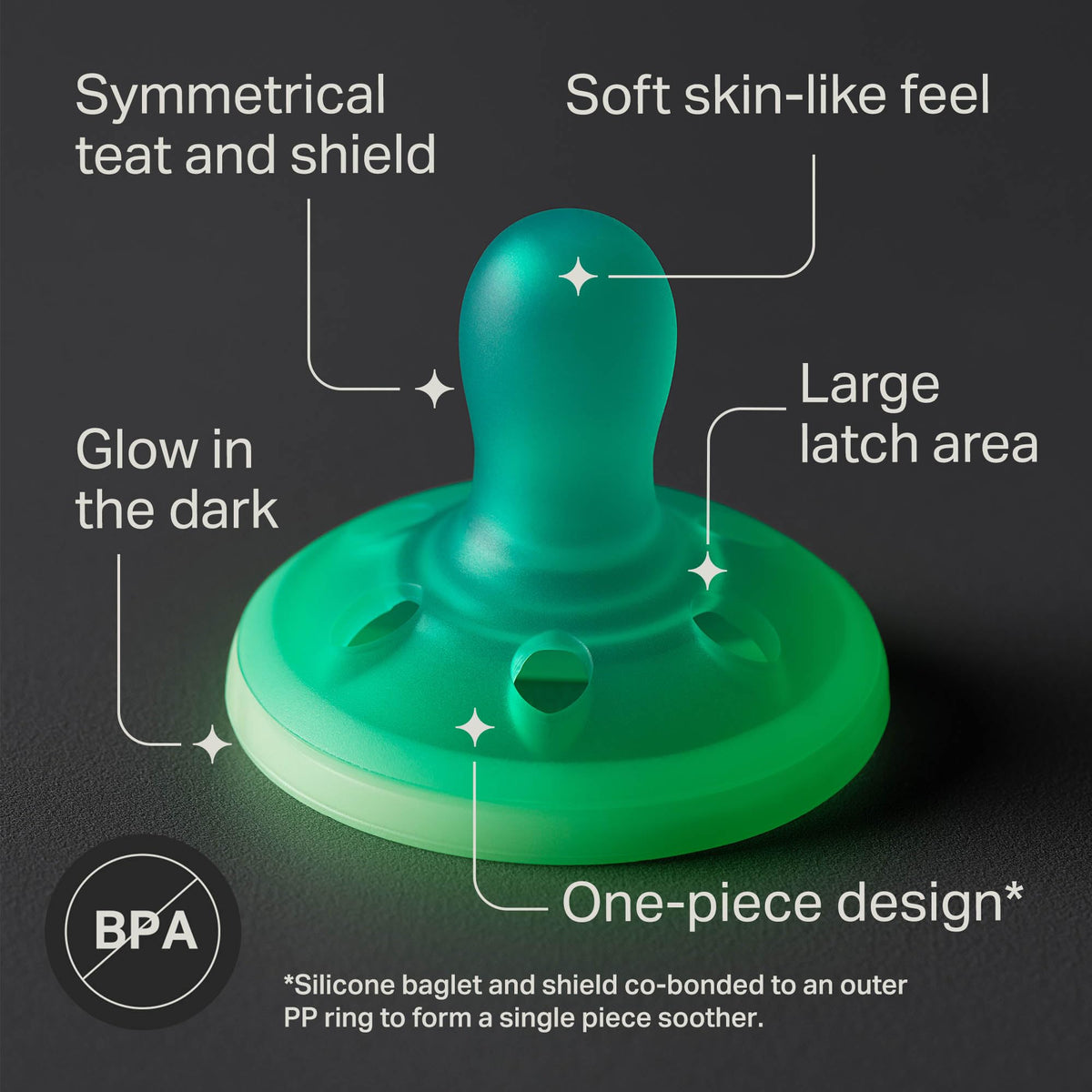 Tommee Tippee Ultra-Light StayPut Night Glow Dummy 6-18m Pack of 2