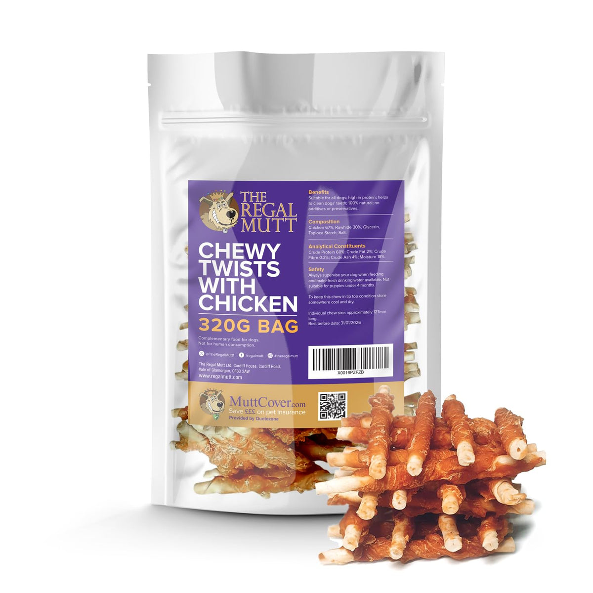 The Regal Mutt - Chewy Twists with Chicken - 1kg Bag