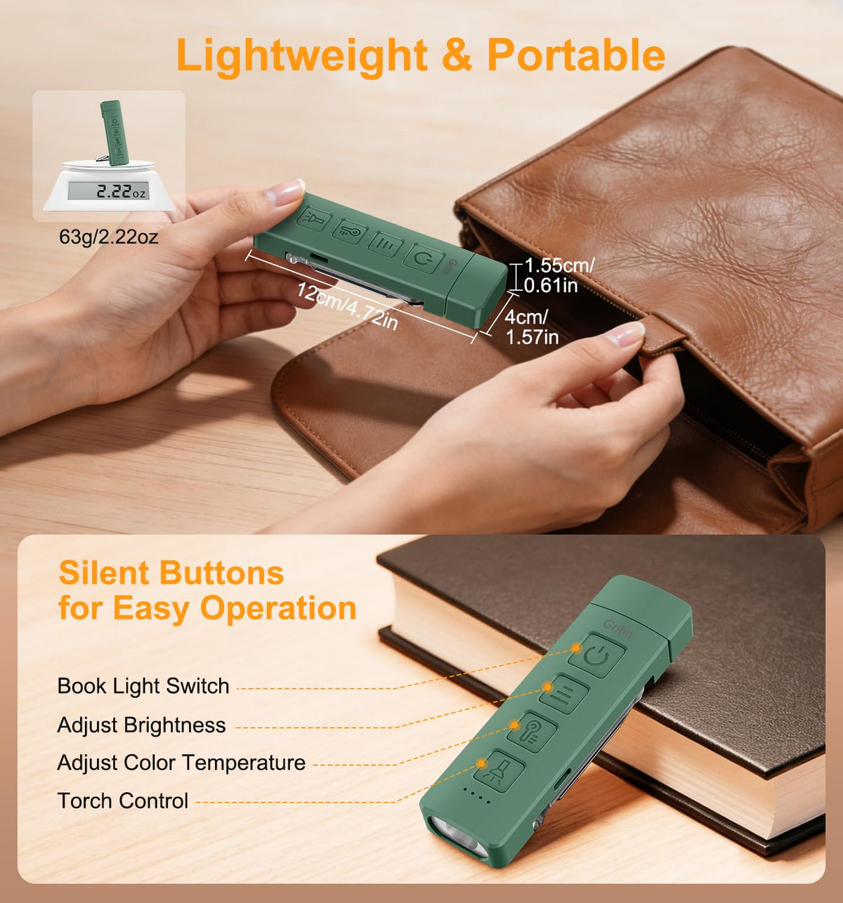 Gritin 2026 Gen 2 Rechargeable Book Light,2-in-1 Reading Light & Torch