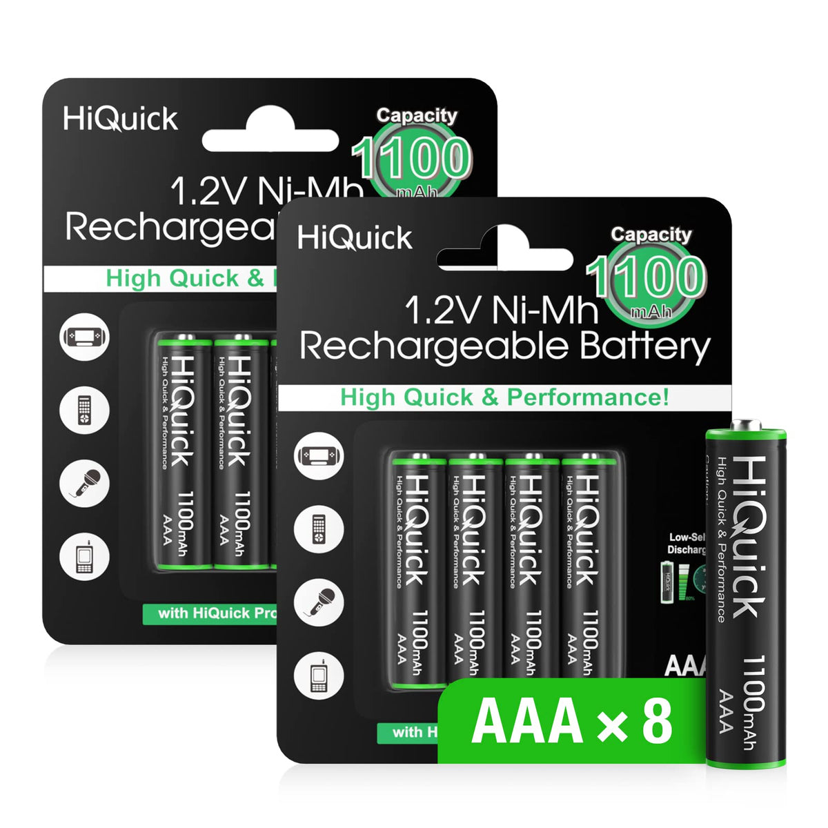 HiQuick 16 Pack AA AAA Rechargeable NiMH Batteries Set,1200 Cycles