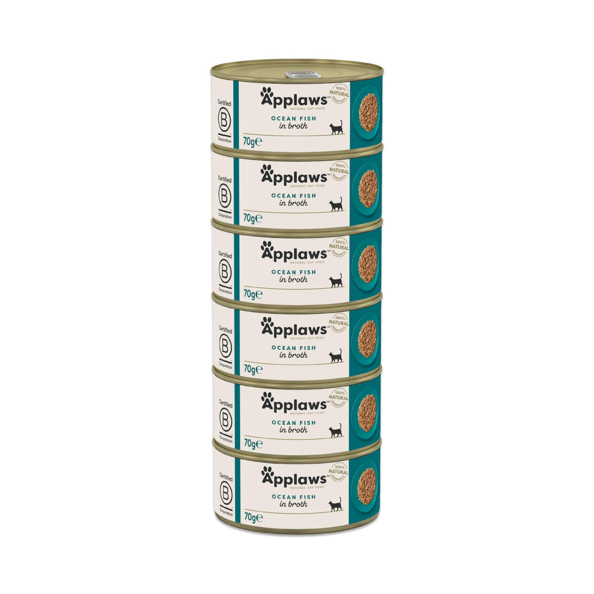 Applaws Natural Wet Cat Food, Multipack Fish Selection in Broth 70 g Tin (Pack of 12)