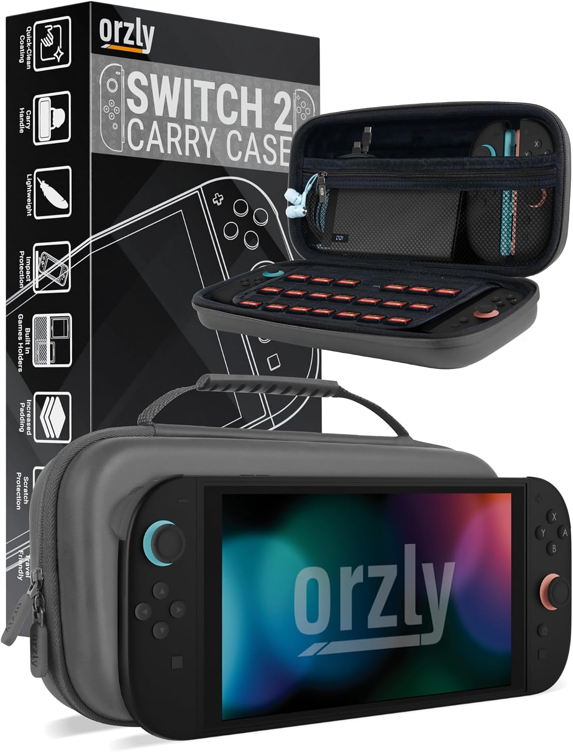 Orzly Carry Case for Nintendo Switch Lite Protective Hard Shell Portable Travel Carry Case with Storage for Accessories & Game Cartridges (Red & White)