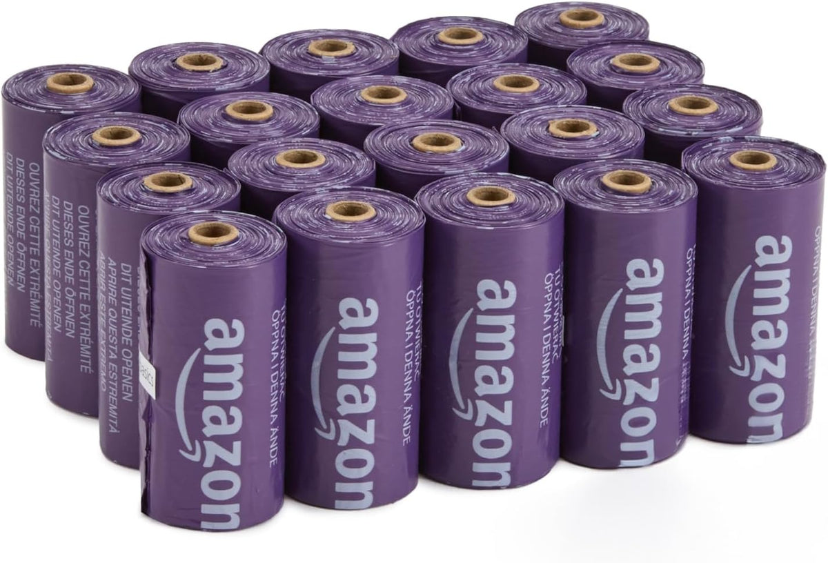 Amazon Basics Dog Poop/Waste Bags without Dispenser, Lavender, 300 Bags (20 Packs of 15 Bags)