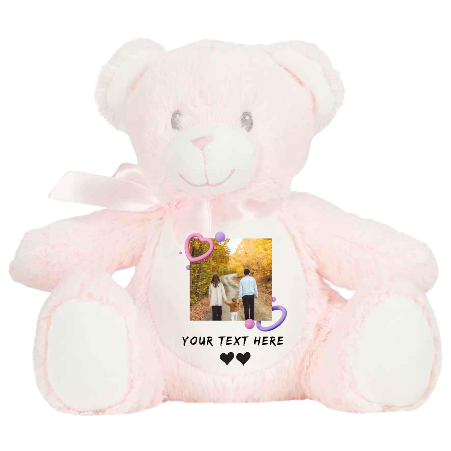 Personalized Teddy Bear with Photo and Text, Custom Plush Toy, Polyester, Memory Keepsake Soft Toy for Kids and Couples (Light Brown Teddy)