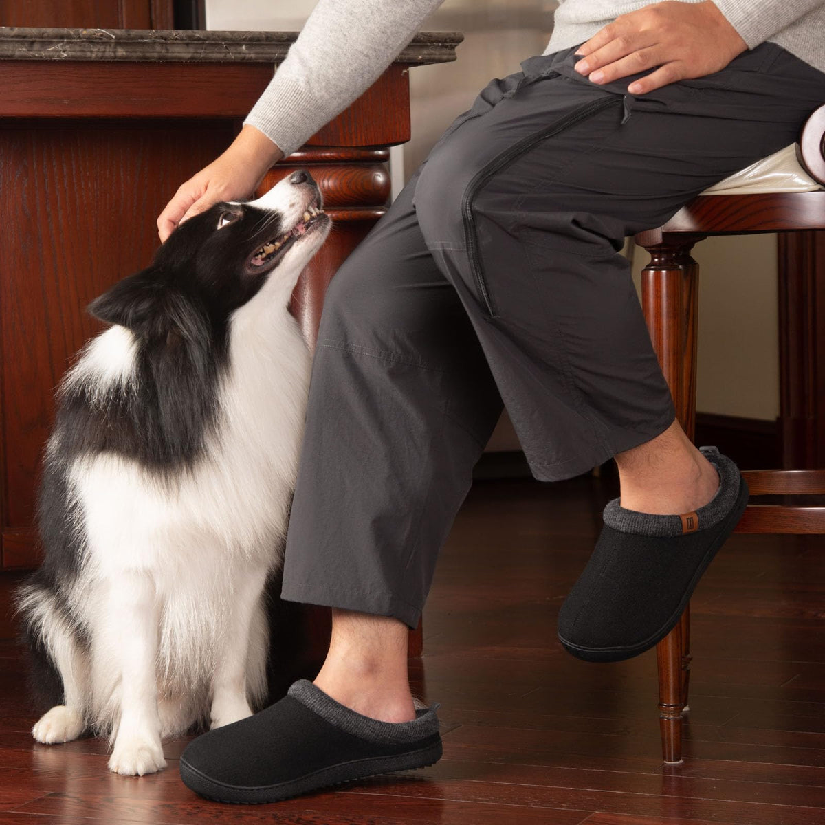 MERRIMAC Men's Slip-on Slippers Memory Foam Non-slip Indoor House Shoes