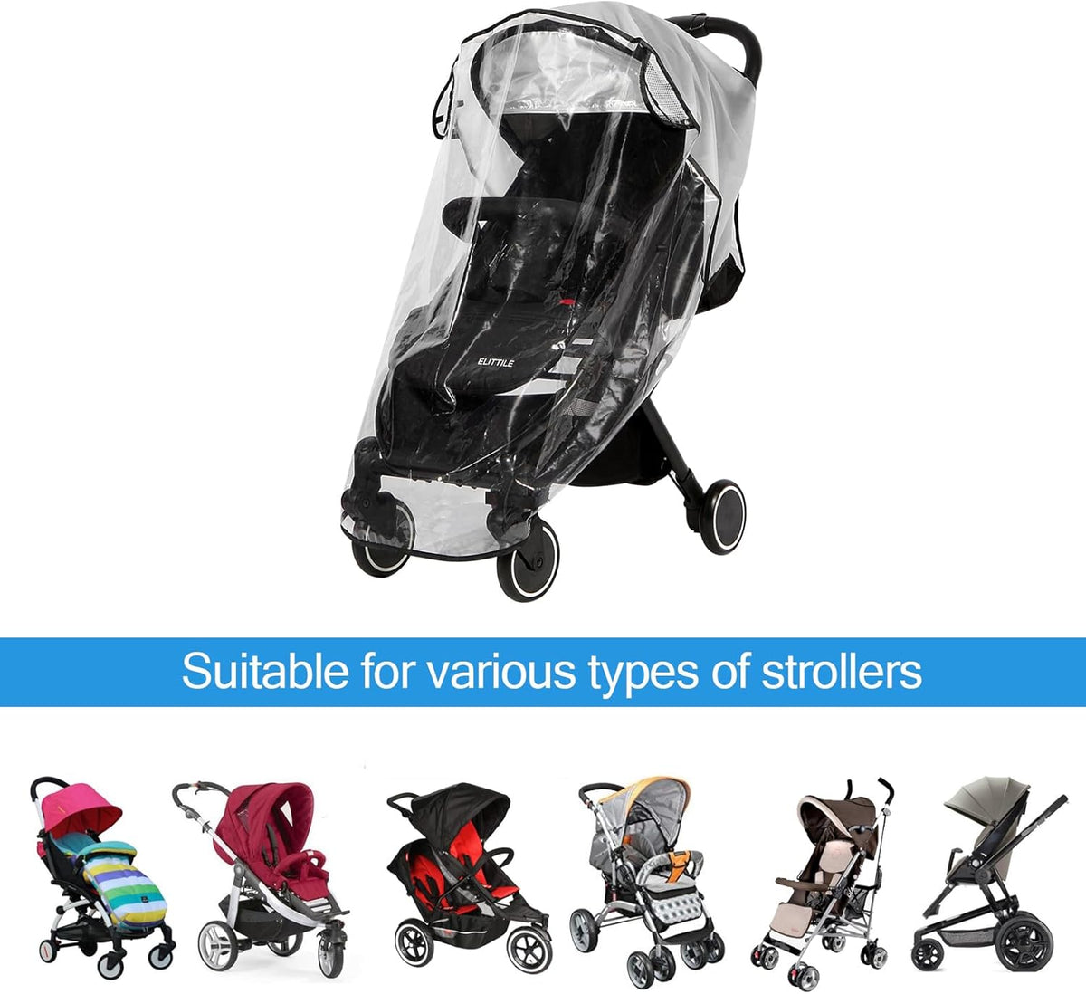 Universal Rain Cover for Pushchair, Waterproof Stroller Rain Cover